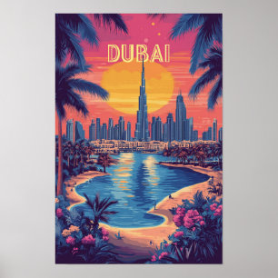 Poster Viagem de Ilustração de Arte de Dubai nos Emirados