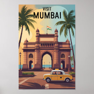 Poster Viagem de Ilustração do Gateway da Índia em Bombai