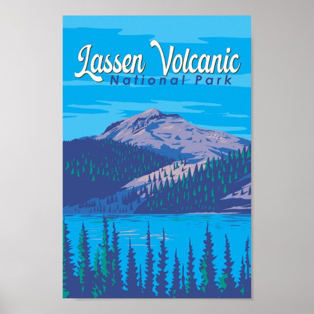 Poster Viagem de Ilustração do Parque Nacional Vulcânico  (Frente)