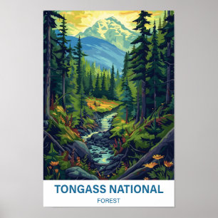 Poster Viagem de Ilustração Florestal Nacional de Tongass