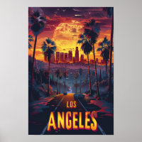 Viagem de Ilustração Vintage de Los Angeles USA