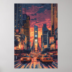 Poster Viagem de Ilustração Vintage em Nova York nos EUA