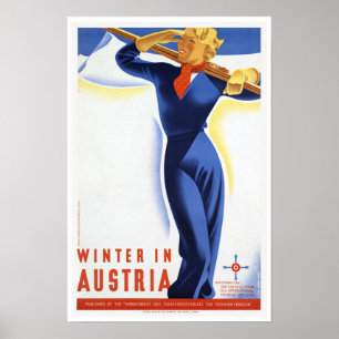 Poster Viagem de inverno na Áustria Esportes de Esqui