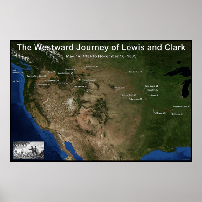 Póster Viagem de Lewis e Clark (Frente)
