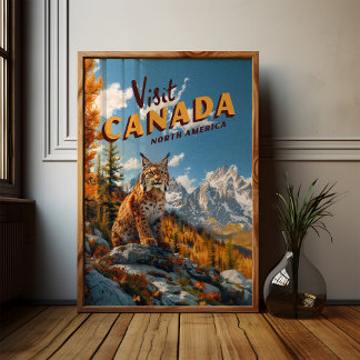 Poster Viagem de Lince do Canadá Vintage