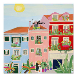 Póster Viagem de Lisboa colorido