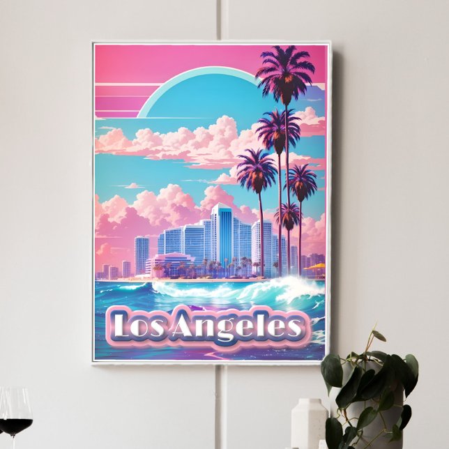 Póster Viagem de Los Angeles Vaporwave (Criador carregado)