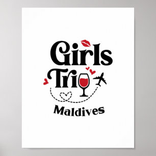 Poster Viagem de meninas do vinho fofo Maldivas Viagem Fé