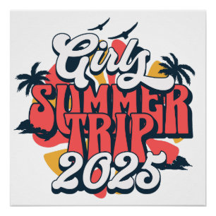 Póster Viagem de Meninas Férias de Verão 2025 Fim de Sema