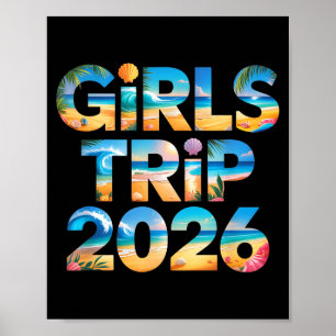Poster Viagem de meninas fofas 2026 férias de surfe viage