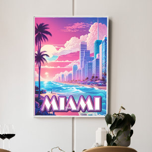 Póster Viagem de Miami Vaporwave