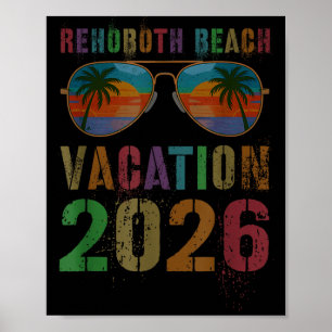 Poster Viagem de natação em férias vintage na praia de Re