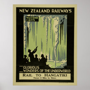 Póster Viagem de Nova Zelândia das cavernas de Waitomo d