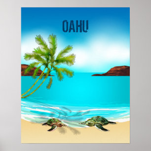 Póster Viagem de Oahu Havaí