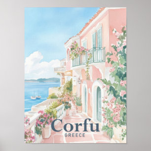 Poster Viagem de pintura por aquarela de Grécia Corfu
