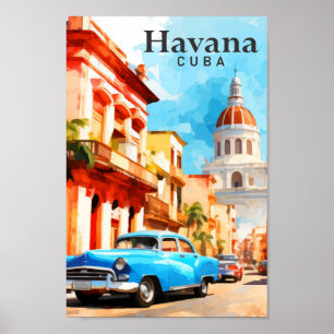 Poster Viagem de pintura por aquarela de Havana Cuba