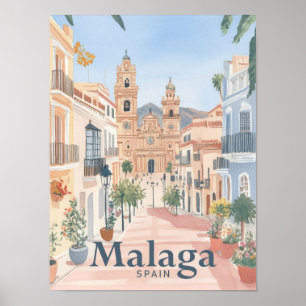 Poster Viagem de pintura por aquarela Espanha Málaga