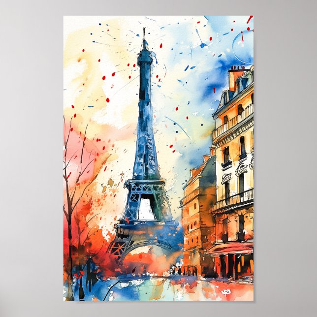 Poster Viagem de pintura por aquarela Paris França (Frente)