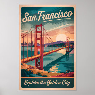 Poster Viagem de ponte Ouro de Portão da Califórnia em Sã