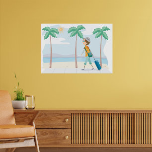 Poster Viagem de praia do viajante de férias tropicais