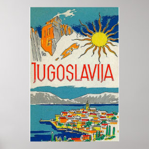 Poster Viagem de Retro da Iugoslávia Vintage