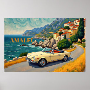 Poster Viagem de retrorreflector da Costa Amalfi: Estilo