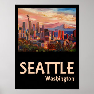 Poster Viagem de Seattle Washington