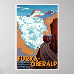 Poster Viagem de Suiças de Vintage Railroad
