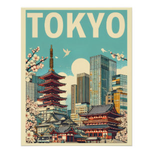 Póster Viagem de Tóquio Japão - Presentes no horizonte