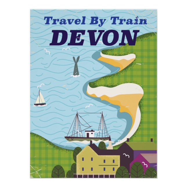 Póster Viagem de Trem Devon (Frente)