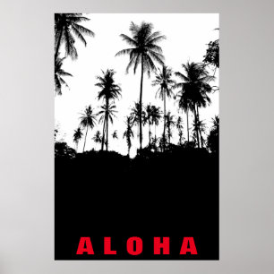 Póster Viagem de Tropicais de Palmeiras do Havaí, White N