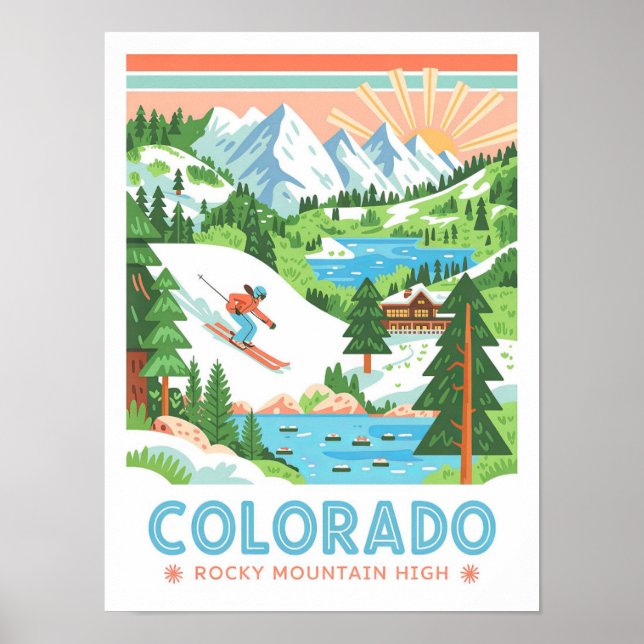 Poster Viagem de Verão Alto-Montanha Colorado Rocky (Frente)