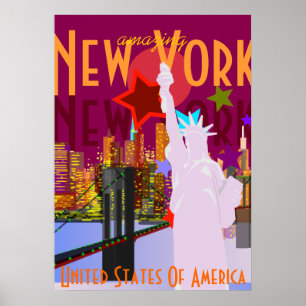 Póster Viagem de Vintage Nova York