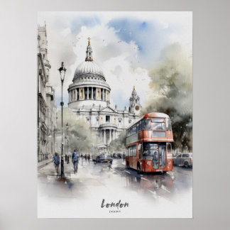 Poster Viagem Destination London Watercolor Wall Art