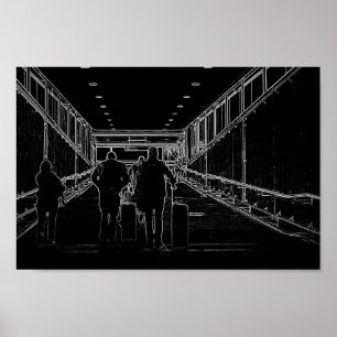 Poster Viagem do aeroporto de desenho do minimalismo