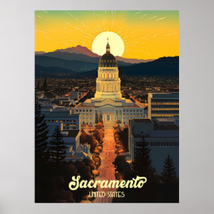 Poster Viagem do Capital Estadual da Califórnia em Sacram