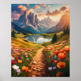 Poster Viagem do Dolomites Lake Vintage-Style