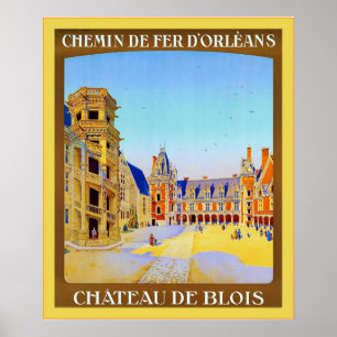 Póster Viagem do francês do vintage do ~ de Château de