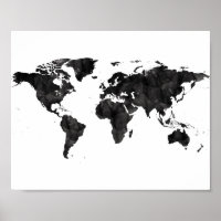 Viagem do Grunge Art do Mapa do Mundo em Negra