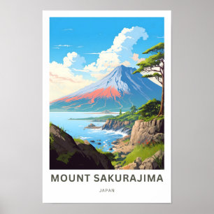 Poster Viagem do Japão Monte Sakurajima