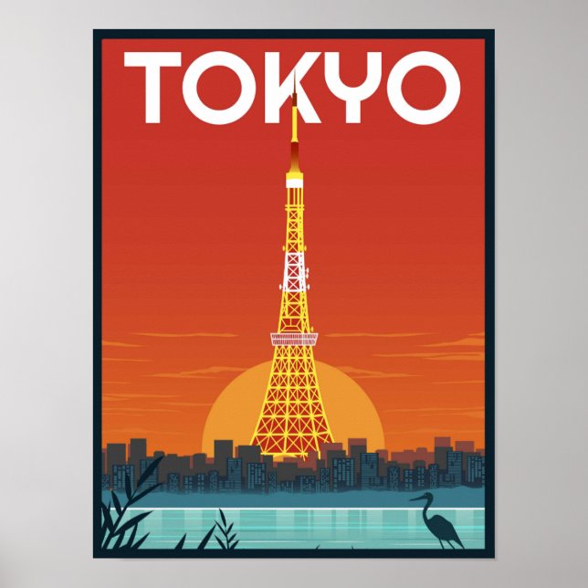 Poster Viagem do Japão Torre de Tóquio - Presentes (Frente)