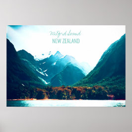 Poster Viagem do Milford Sound Nova Zelândia