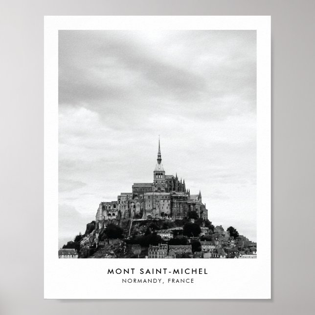 Poster Viagem do Mont Saint Michel France Black & White (Frente)