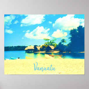 Poster viagem do paraíso da ilha tropical de Vanuatu