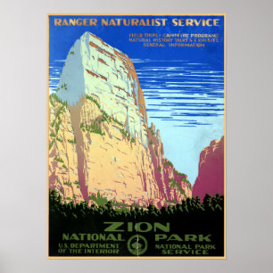 Poster Viagem do parque nacional de Zion do vintage