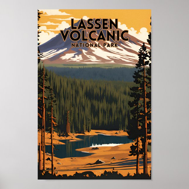 Poster Viagem do Parque Nacional Vulcânico de Lassen (Frente)