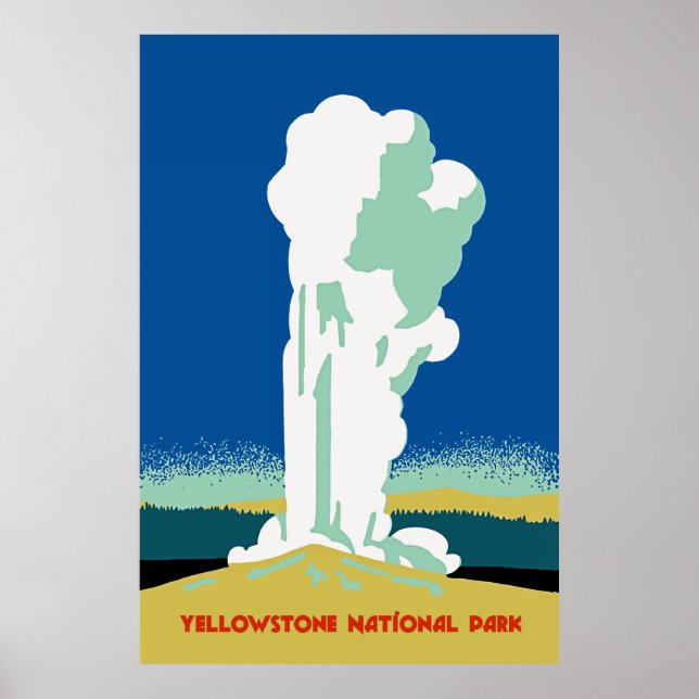 Póster Viagem do Parque Yellowstone Retro (Frente)