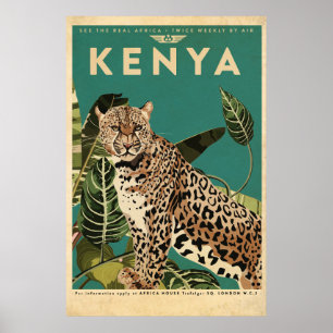 Poster Viagem do Quénia-Leopardo
