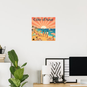 Poster Viagem do Retro Côte d'Azur : Riviera Francesa dos