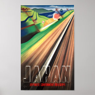 Póster Viagem do trem de Japão do vintage